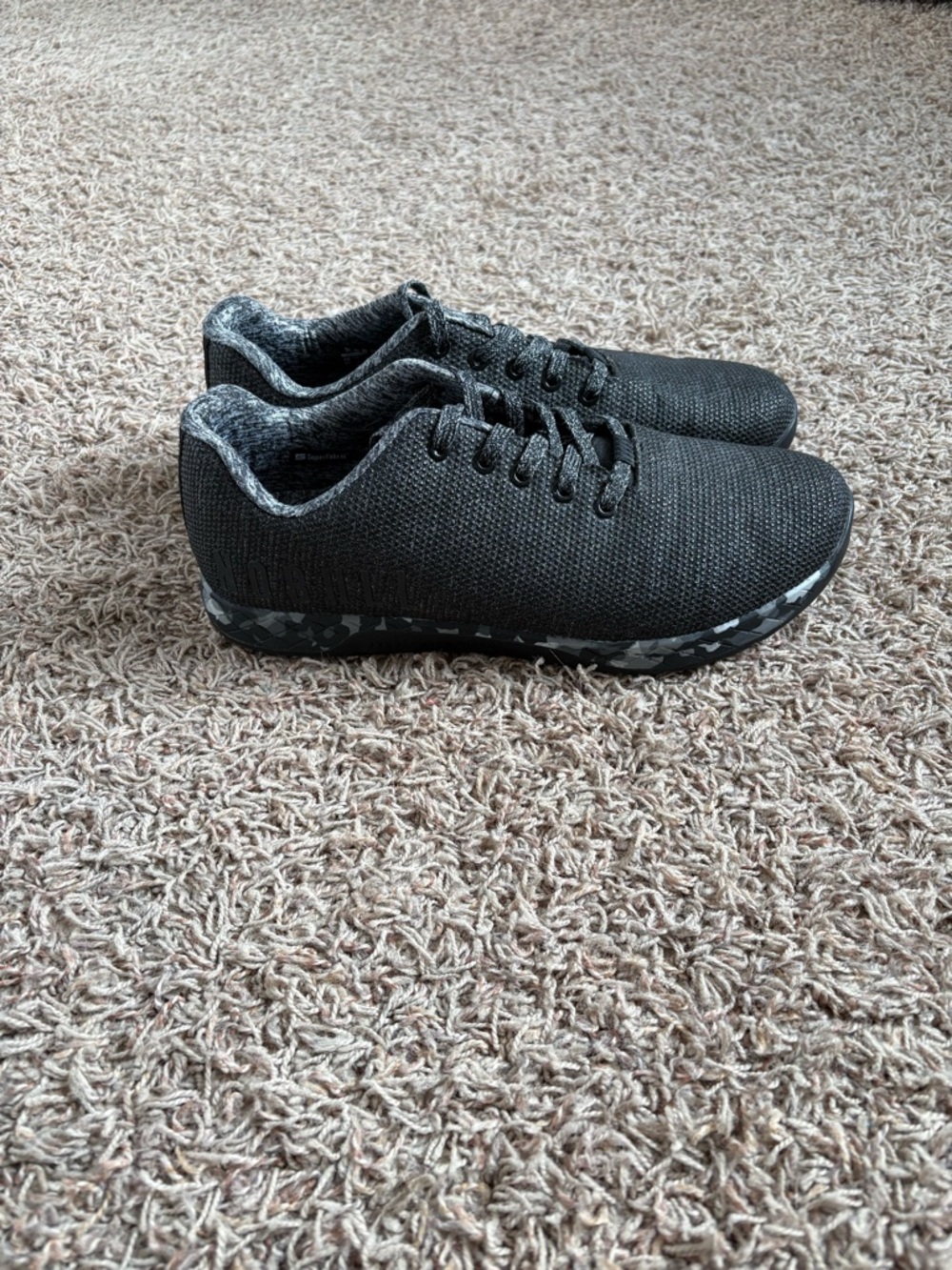 NOBULL Men’s Black Knit Trainer with Grey Camouflage Sole
